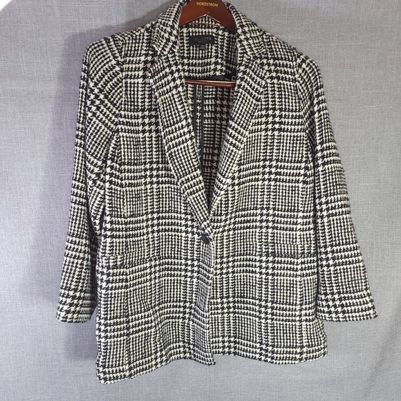 Talbots Jackets & Blazers - Talbots Jacket Womens 14WP Black Ivory Tweed 1 Button Ladies Blazer New